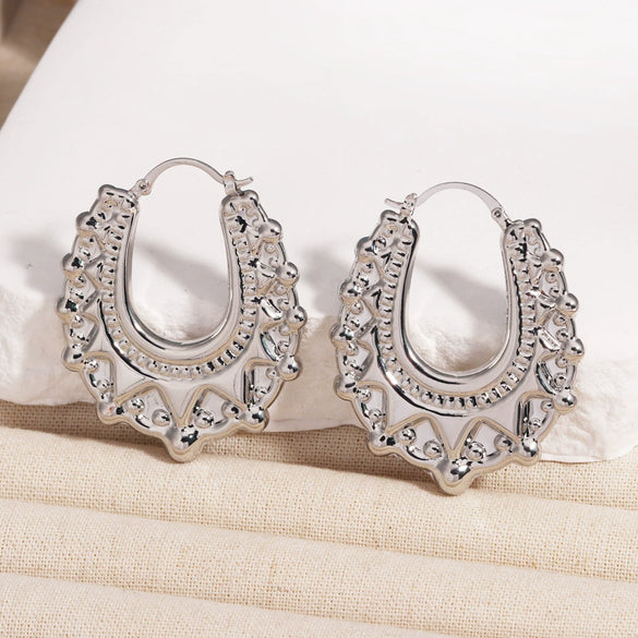 Earrings Brass Copper Plated Thick Gold Star Hollow Light Luxury Highend Women