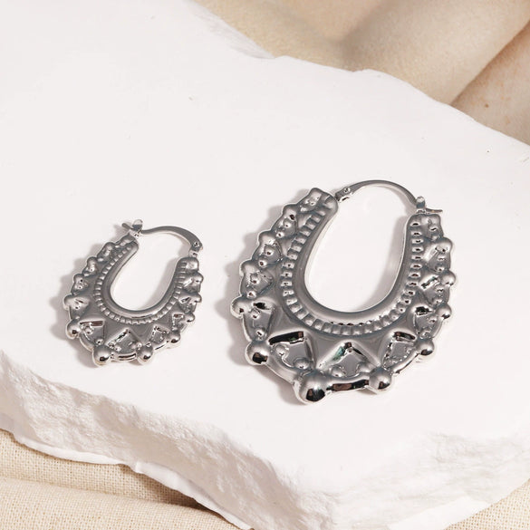 Earrings Brass Copper Plated Thick Gold Star Hollow Light Luxury Highend Women