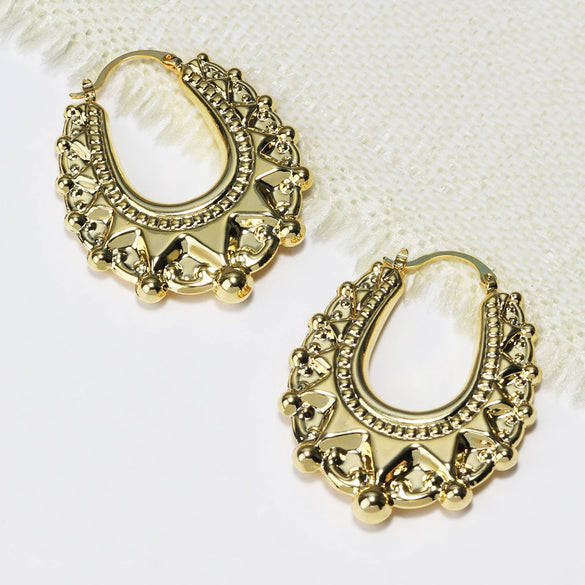 Earrings Brass Copper Plated Thick Gold Star Hollow Light Luxury Highend Women