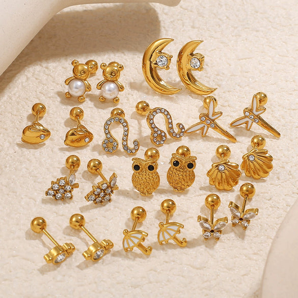 Earrings Butterfly Niche 316L Stainless Steel 18K Goldplated Electroplated Jewelry For Women