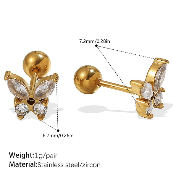 Earrings Butterfly Niche 316L Stainless Steel 18K Goldplated Electroplated Jewelry For Women