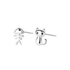 Earrings Copper Animal Kitten Fish Creative Asymmetric Jewelry For Women