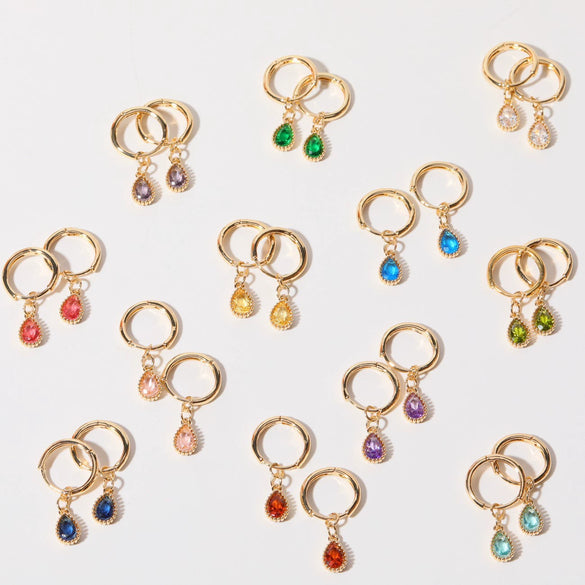 Earrings Copper Drop Shaped Simple Diamond Processed For Women