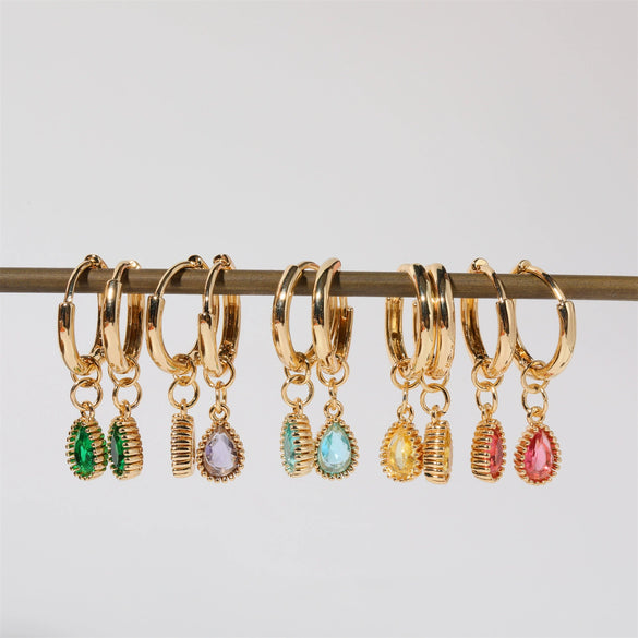 Earrings Copper Drop Shaped Simple Diamond Processed For Women