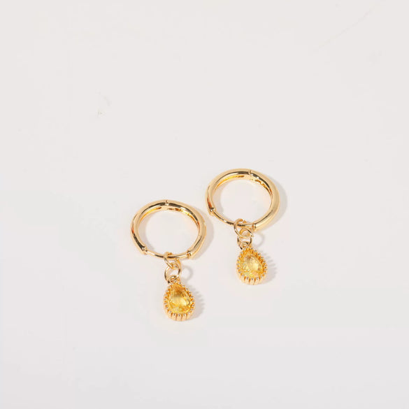 Earrings Copper Drop Shaped Simple Diamond Processed For Women