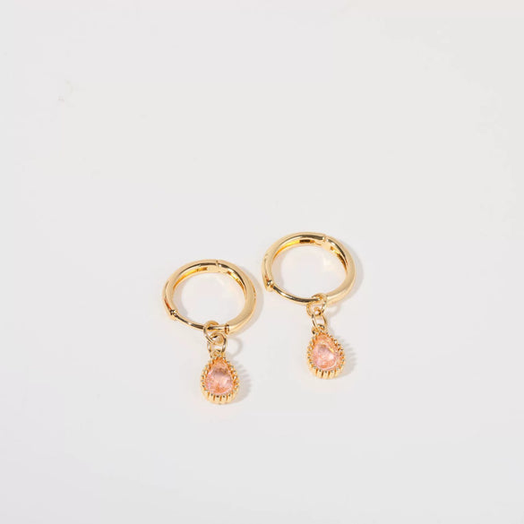 Earrings Copper Drop Shaped Simple Diamond Processed For Women