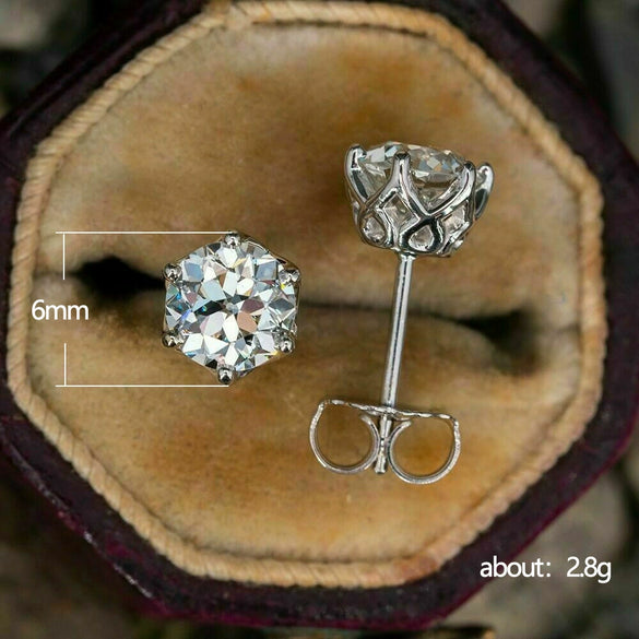 Earrings Copper Geometric Single Diamond Zircon Sixclaw