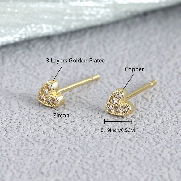Earrings Copper Geometric Style Heart Shape Inlaid With Zirconium Electroplated For Women