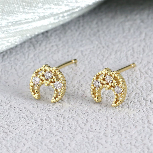 Earrings Copper Geometric Style Heart Shape Inlaid With Zirconium Electroplated For Women