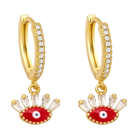 Earrings Copper Goldplated Artificial Gemstones And Semiprecious Stones Devil's Eye Style