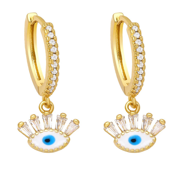 Earrings Copper Goldplated Artificial Gemstones And Semiprecious Stones Devil's Eye Style