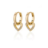 Earrings Copper Heart Cut Out Design Inlaid With Artificial Gemstones And Semiprecious Stones Electroplating Style For Girls