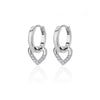 Earrings Copper Heart Cut Out Design Inlaid With Artificial Gemstones And Semiprecious Stones Electroplating Style For Girls
