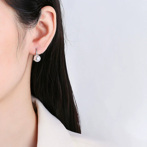 Earrings Copper High Imitation Fresh Water Pearl Geometric Electroplated 18K Real Gold Ear Hook
