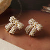Earrings Copper Inlaid With Pearls Light Luxury Style Heart Bow Drop Shape