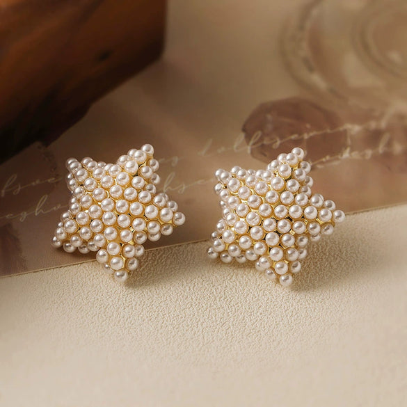Earrings Copper Inlaid With Pearls Light Luxury Style Heart Bow Drop Shape