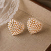 Earrings Copper Inlaid With Pearls Light Luxury Style Heart Bow Drop Shape
