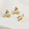 Earrings Copper 14K Electroplated Trilobate Square Zirconium Hanging Hand Made Pearl