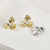 Earrings Copper 14K Electroplated Trilobate Square Zirconium Hanging Hand Made Pearl