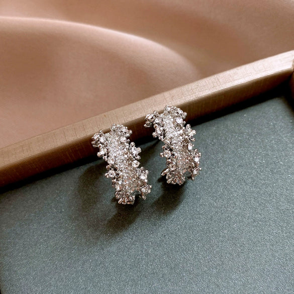 Earrings Copper 18K Real Gold Electroplated Geometric Cshaped For Women Highend Luxury