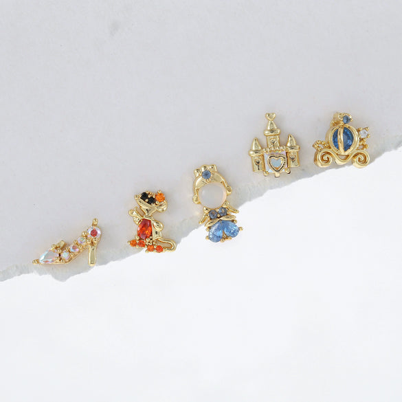Earrings Copper Light Luxury Cartoon Characters Pumpkin Car Crystal Shoes Zircon