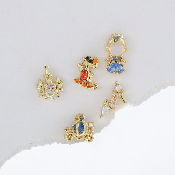 Earrings Copper Light Luxury Cartoon Characters Pumpkin Car Crystal Shoes Zircon