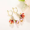 Earrings Copper Little Fresh Style Geometric Flower Pattern