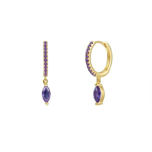 Earrings Copper Plated With Real Gold Geometric Inlaid Zircon Women's