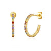 Earrings Copper Plated With Real Gold Geometric Inlaid Zircon Women's