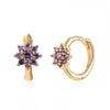 Earrings Copper Plated With Real Gold Geometric Round Zircon Inlay Flower Design
