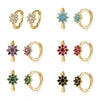 Earrings Copper Plated With Real Gold Geometric Round Zircon Inlay Flower Design