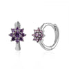 Earrings Copper Plated With Real Gold Geometric Round Zircon Inlay Flower Design