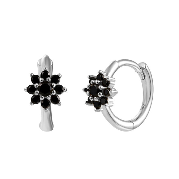 Earrings Copper Plated With Real Gold Geometric Round Zircon Inlay Flower Design