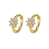 Earrings Copper Plated With Real Gold Geometric Round Zircon Inlay Flower Design