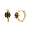 Earrings Copper Plated With Real Gold Geometric Round Zircon Inlay Flower Design
