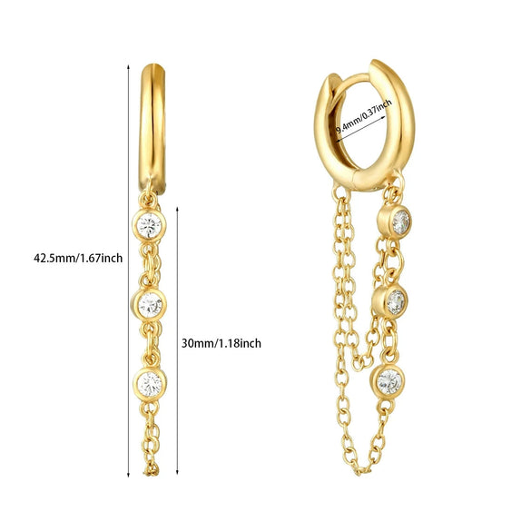 Earrings Copper Plated With Real Gold Geometric Tassel Long Ear Buckle For Women