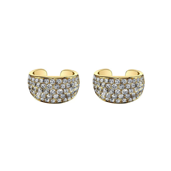 Earrings Copper Plated With Real Gold Geometric Zirconia Design