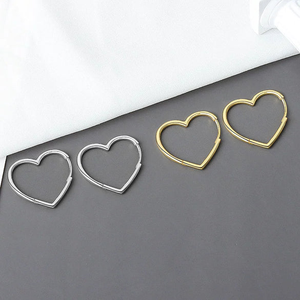 Earrings Copper S925 Heart Glitter Electroplating Elegant