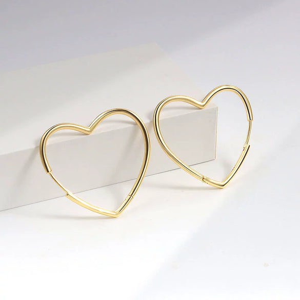 Earrings Copper S925 Heart Glitter Electroplating Elegant