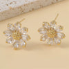 Earrings Copper S925 Silver Needle Geometric Flower Polish