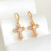 Earrings Copper 925 Silver Geometric Gold Plated Inlaid Zirconia Women's