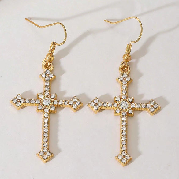 Earrings Copper 925 Silver Geometric Gold Plated Inlaid Zirconia Women's