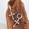 Earrings Copper 925 Silver Geometric Gold Plated Inlaid Zirconia Women's