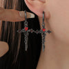 Earrings Copper 925 Silver Geometric Gold Plated Inlaid Zirconia Women's