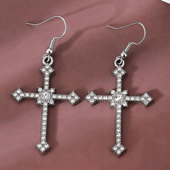 Earrings Copper 925 Silver Geometric Gold Plated Inlaid Zirconia Women's