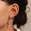 Earrings Copper 925 Silver Geometric Gold Plated Inlaid Zirconia Women's