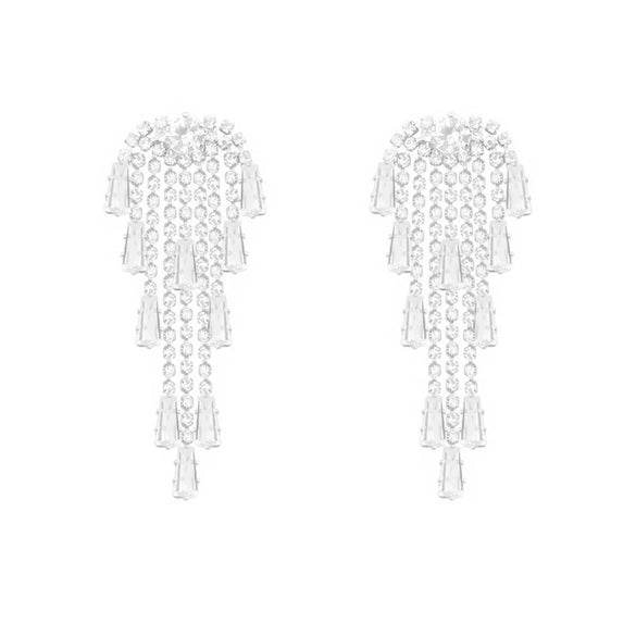 Earrings Copper 925 Silver Geometric Inlaid Zircon Women's Light Luxury