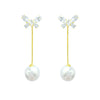 Earrings Copper 925 Silver Needle Pearl Inlaid Animal Zodiac Style For Women