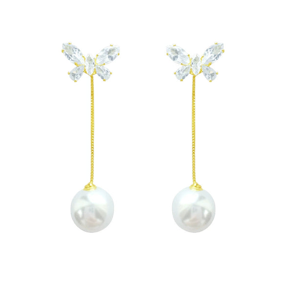 Earrings Copper 925 Silver Needle Pearl Inlaid Animal Zodiac Style For Women