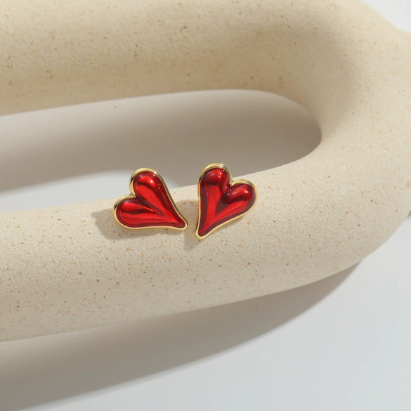 Earrings Copper Sweet Simple Retro Heart Shape Electroplating Unisex